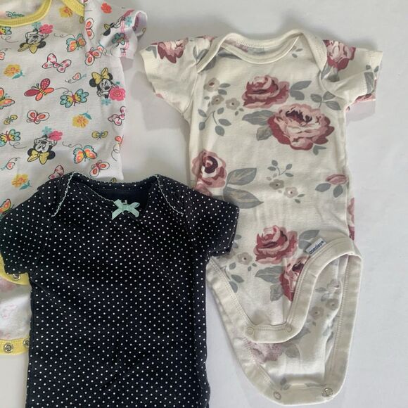 Bodysuits Bundle Baby Girl 0-3 Months Sleeveless Floral Ruffles Disney Snap Gift - Picture 5 of 11